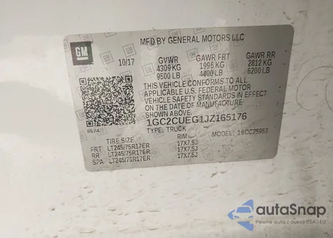 2018 Chevrolet Silverado 2500Hd Wt из США, поврежденный, VIN 1GC2CUEG1JZ165176